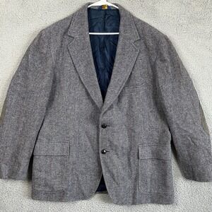 Pendleton Virgin Wool Blazer Sport Coat Mens 52 Blue Tweed Herringbone Pockets